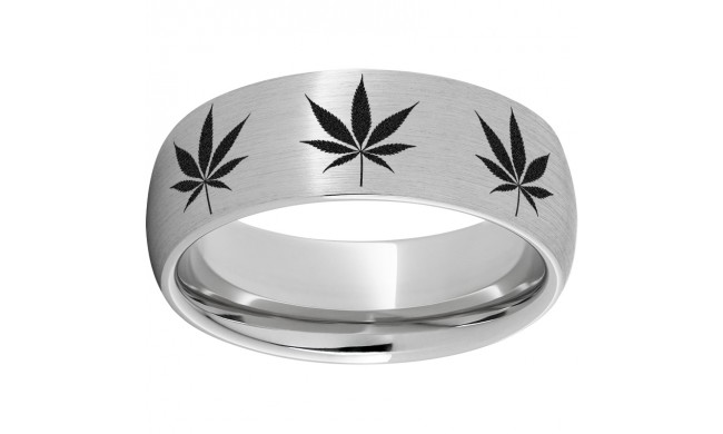 Serinium Domed Band with Cannabis Leaf Laser Engraving
