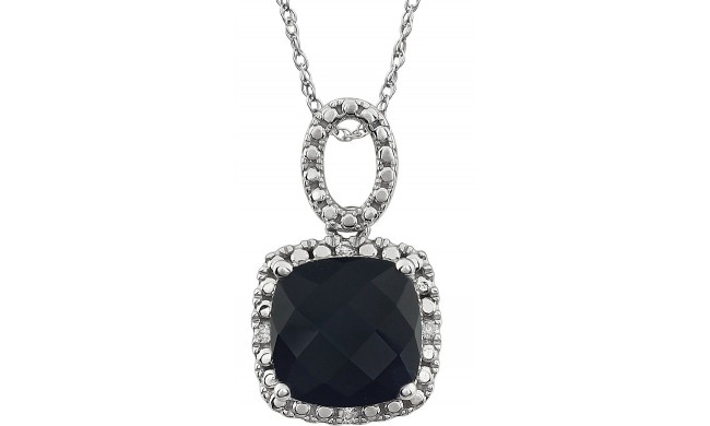 14K White Onyx & .03 CTW Diamond 18 Necklace