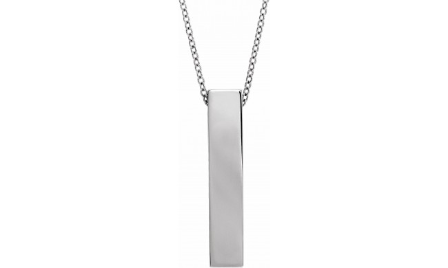 14K White Sculptural Bar 16-18 Necklace