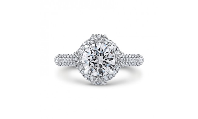 Shah Luxury 14K White Gold Round Diamond Engagement Ring (Semi-Mount)