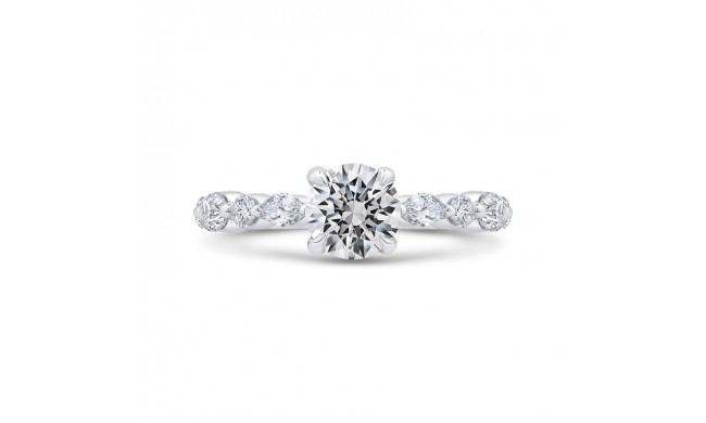 Shah Luxury Round Diamond Engagement Ring In 14K White Gold (Semi-Mount)