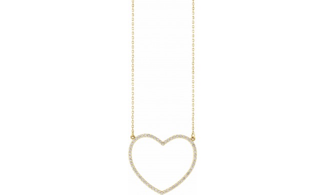14K Yellow 3/8 CTW Diamond Large Heart 16 Necklace