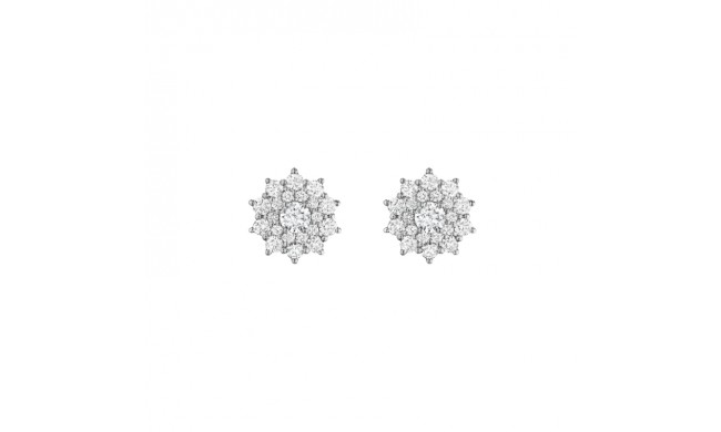 Henri Daussi 18k White Gold Diamond Stud Earrings