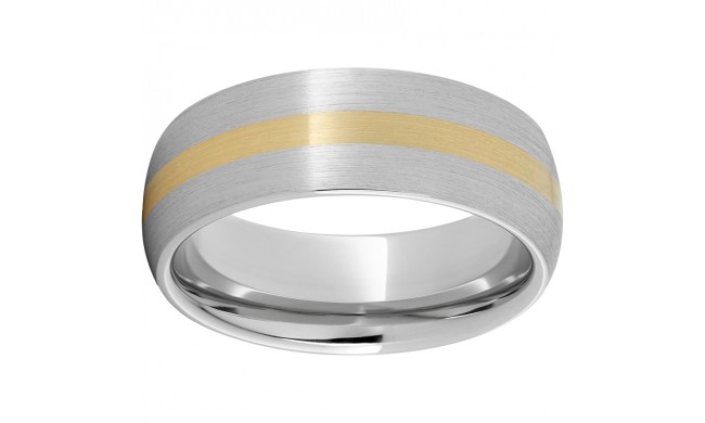 Serinium Domed Band with a 2mm 18K Yellow Gold Inlay and Satin Finish