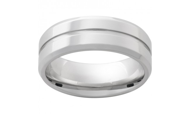 Serinium Beveled Band with One 1mm Groove with a Polish Finish
