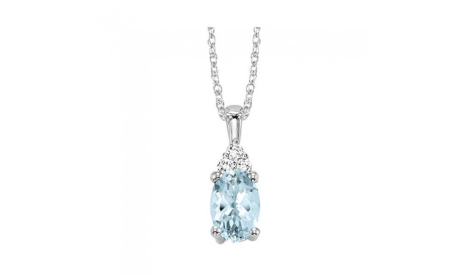 Gems One 10Kt White Gold Diamond (1/50Ctw) & Aquamarine (1/2 Ctw) Pendant