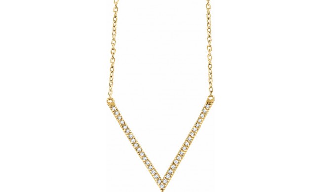 14K Yellow 1/6 CTW Diamond V 16-18 Necklace