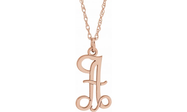 14K Rose Script Initial A 16-18 Necklace