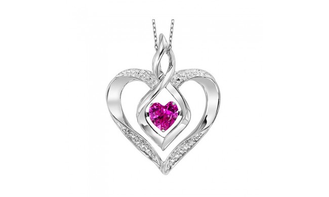 Gems One Silver Diamond (1/50 Ctw) & Created Pink Tourmaline (1/4 Ctw) Pendant