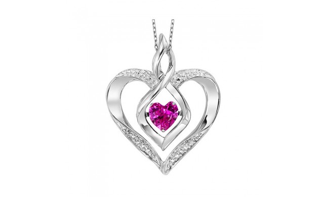 Gems One Silver Diamond (1/50 Ctw) & Created Pink Tourmaline (1/4 Ctw) Pendant