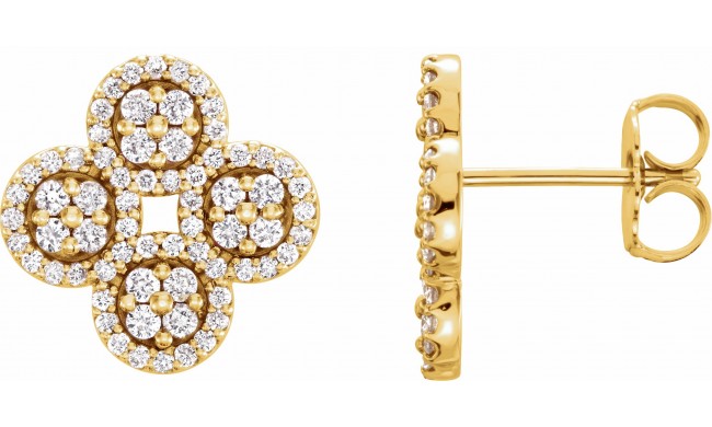 14K Yellow 1/2 CTW Diamond Clover Earrings