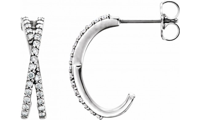 14K White 1/4 CTW Diamond Criss-Cross J-Hoop Earrings