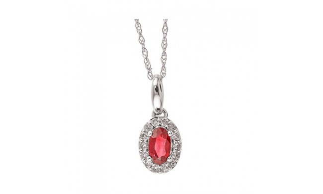Gems One 10Kt White Gold Diamond (1/10Ctw) & Ruby (1/3 Ctw) Pendant