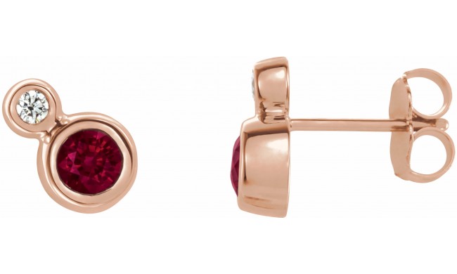 14K Rose Ruby & .03 CTW Diamond Earrings