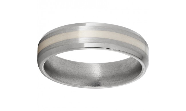 Titanium Beveled Edge Band with a 2mm Sterling Silver Inlay and Satin Finish