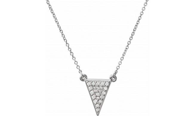 14K White 1/5 CTW Diamond Triangle 16.5 Necklace