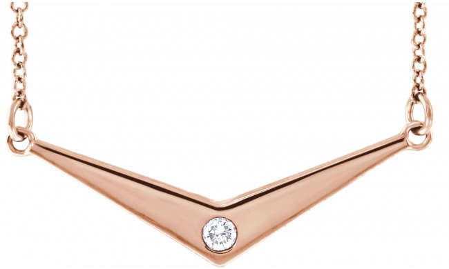 14K Rose .03 CTW Diamond Solitaire V 18 Necklace