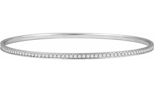 14K White 1 1/2 CTW Diamond Bangle Bracelet 7