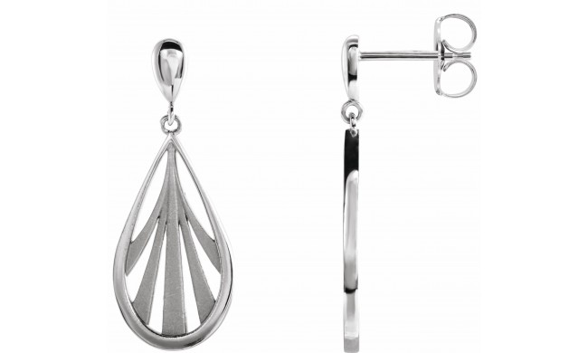 14K White Geometric Dangle Earrings