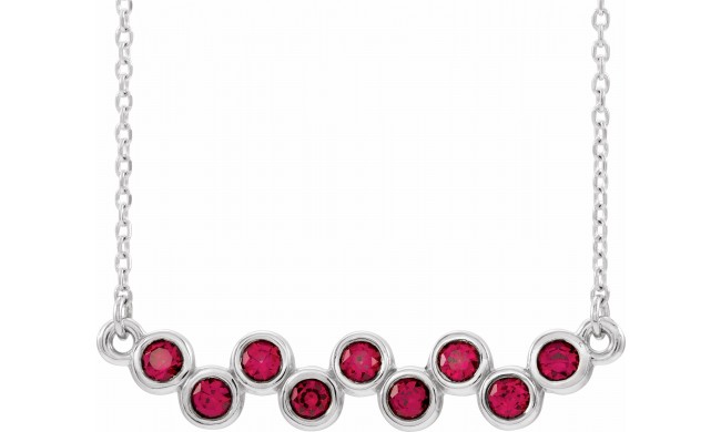 14K White Ruby Bezel-Set Bar 16-18 Necklace