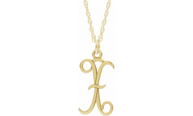 14K Yellow Script Initial X 16-18 Necklace