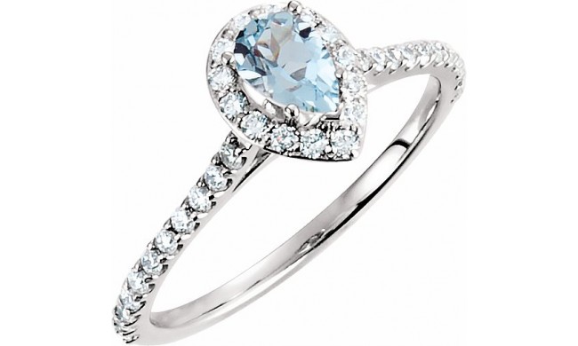 14K White Aquamarine & 3/8 CTW Diamond Engagement Ring