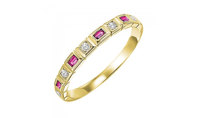 Gems One 14Kt Yellow Gold Diamond (1/10Ctw) & Pink Sapphire (1/6 Ctw) Ring