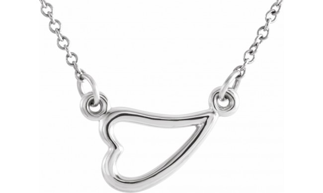 14K White Heart 16-18 Necklace