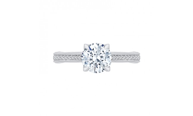 Shah Luxury 14K White Gold Round Diamond Engagement Ring (Semi-Mount)