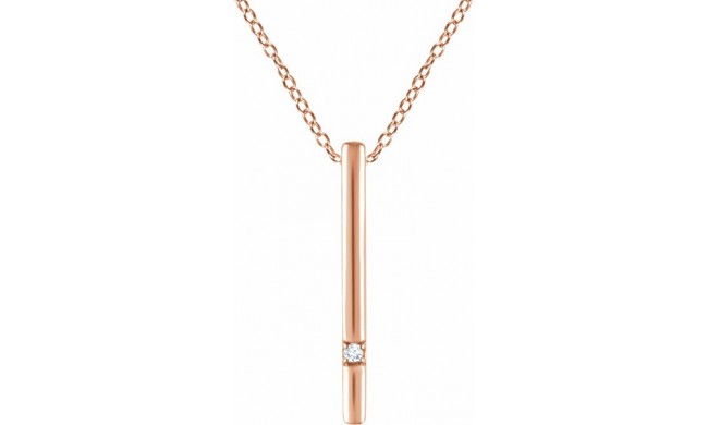 14K Rose .015 CT Diamond Bar 16-18 Necklace