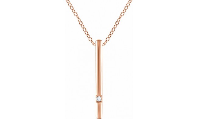 14K Rose .015 CT Diamond Bar 16-18 Necklace