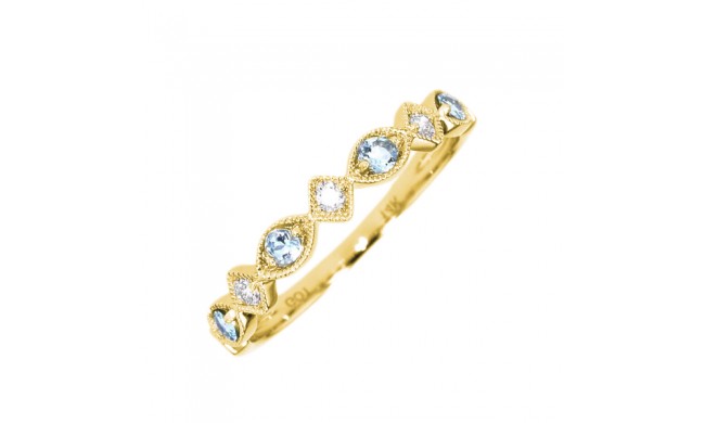 Gems One 14Kt Yellow Gold Diamond (1/20Ctw) & Aquamarine (1/6 Ctw) Ring