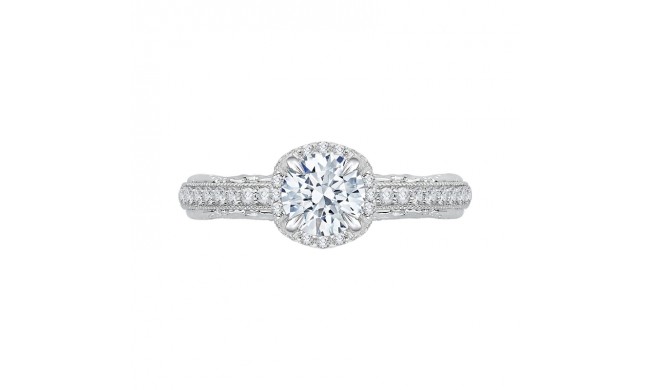 Shah Luxury 14K White Gold Round Diamond Engagement Ring with Euro Shank (Semi-Mount)