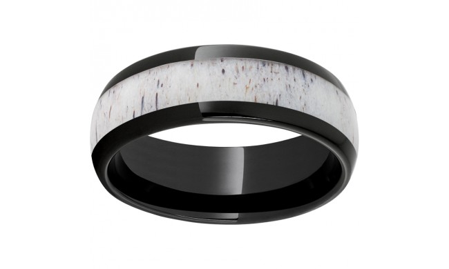 Black Diamond Ceramic Domed Band with Antler Inlay
