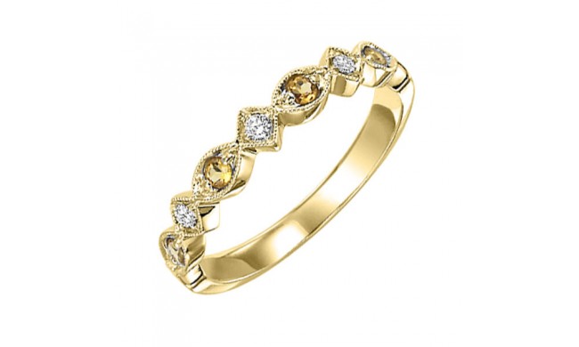 Gems One 14Kt Yellow Gold Diamond (1/20Ctw) & Citrine (1/6 Ctw) Ring