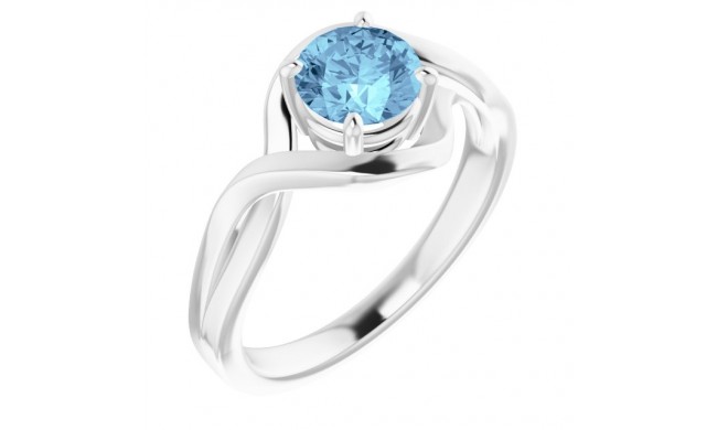 14K White Aquamarine Ring