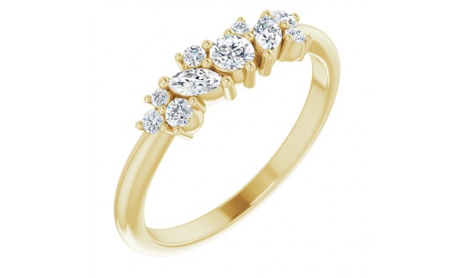 14K Yellow 1/3 CTW Diamond Multi-Shape Ring