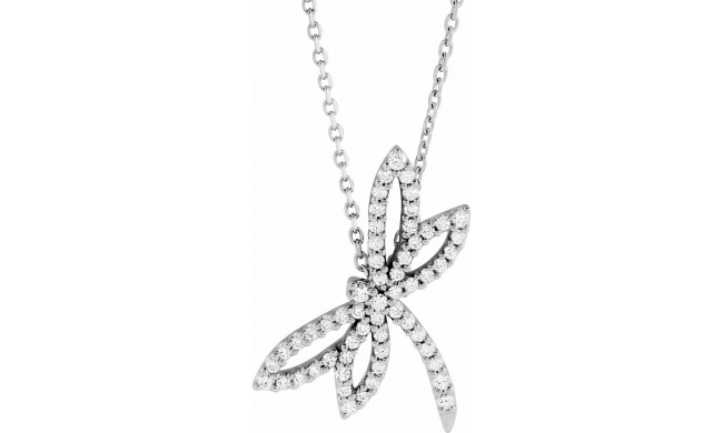 14K White 1/3 CTW Diamond Dragonfly 16 Necklace