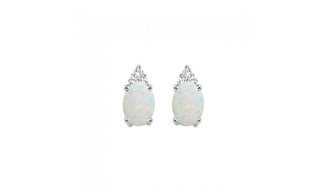 Gems One 10Kt White Gold Diamond (1/20Ctw) & Opal (5/8 Ctw) Earring