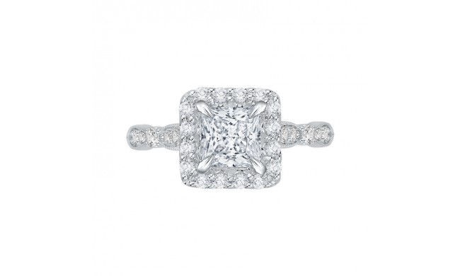 Shah Luxury Princess Diamond Halo Vintage Engagement Ring In 14K White Gold (Semi-Mount)