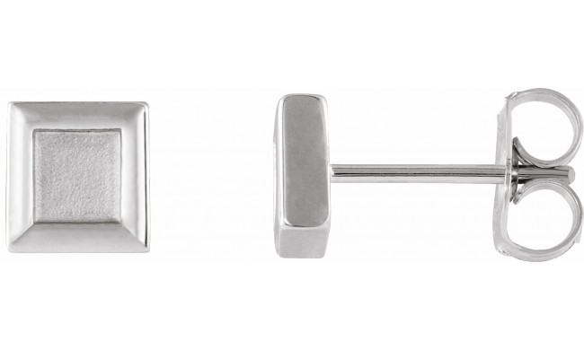 14K White Square Petite Earrings