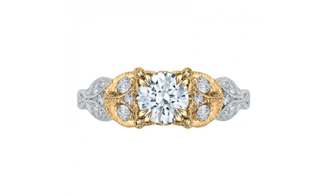 Shah Luxury 14K Two-Tone Gold Round Diamond Floral Engagement Ring (Semi-Mount)