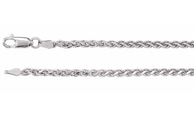 14K White 2.75 mm Diamond Cut Wheat 7 Chain