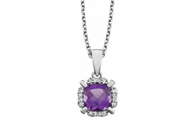 14K White Amethyst & .05 CTW Diamond 18 Necklace