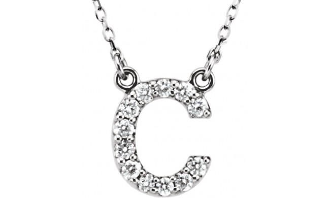 14K White Initial C 1/8 CTW Diamond 16 Necklace