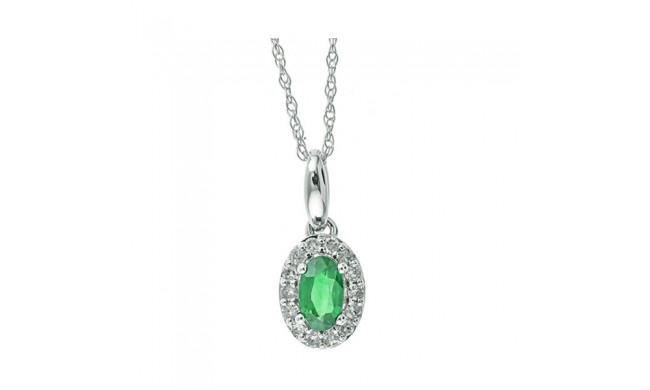 Gems One 10Kt White Gold Diamond (1/10Ctw) & Emerald (1/3 Ctw) Pendant