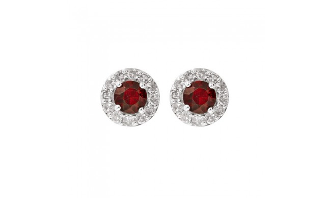 Gems One 10Kt White Gold Diamond (1/6Ctw) & Ruby (1/3 Ctw) Earring