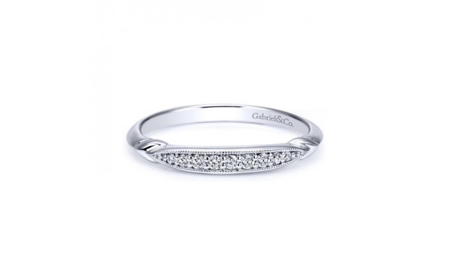 Gabriel & Co. 14k White Gold Victorian Diamond Wedding Band