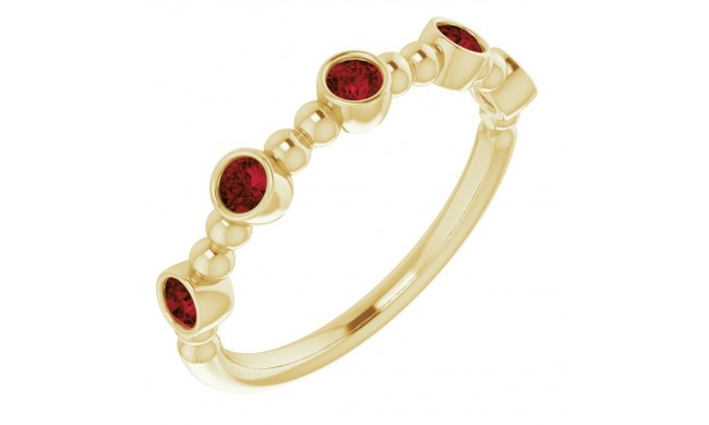 14K Yellow Stackable Mozambique Garnet Bead Ring