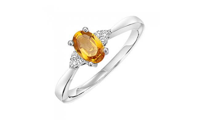 Gems One 10Kt White Gold Diamond (1/20Ctw) & Citrine (3/8 Ctw) Ring